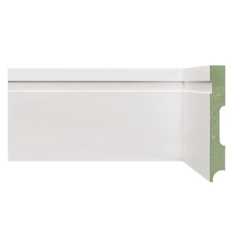 Kit Rodapé De Mdf 12cm X 15mm X 2,40m 10 Barras Com Friso Resistente A Umidade Moldufama 1202 Branco