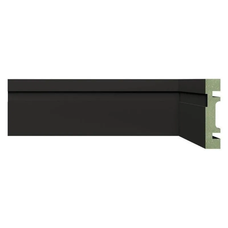 Kit Rodapé De Mdf 7cm X 15mm X 2,40m 10 Barras Com Friso Resistente A Umidade 702 Moldufama Preto