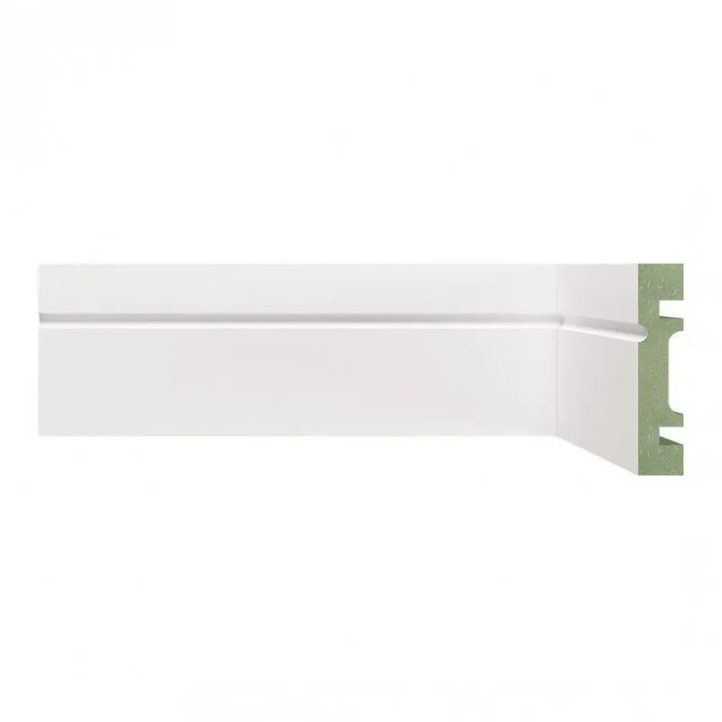Kit Rodapé De Mdf 7cm X 15mm X 2,40m 10 Barras Com Friso Moldufama 703 Branco