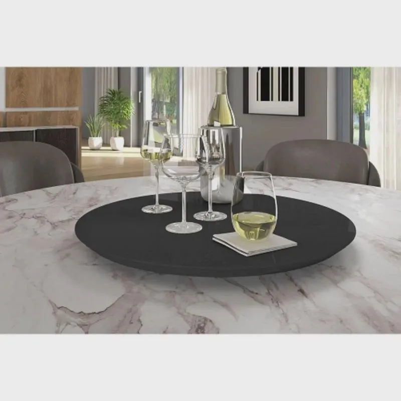 Prato Giratório MDF 50cm Sparta Móveis Preto Laca Fosca