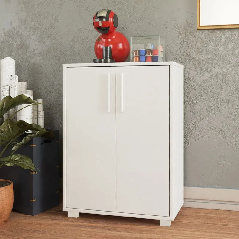 Armário Para Escritório 2 Portas 2 Prateleiras Mdp 15mm Branco