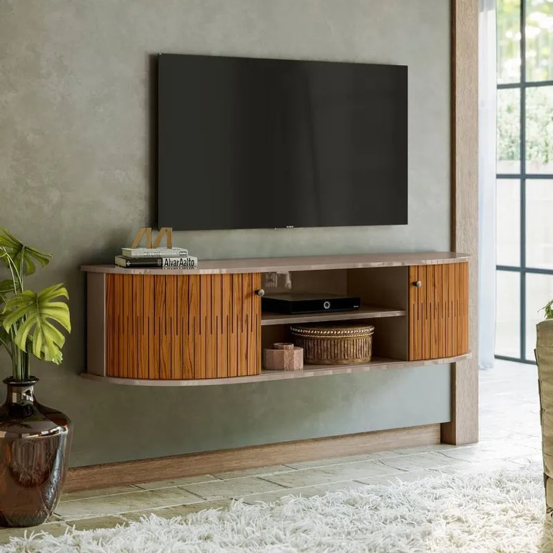 Bancada Suspensa Para Tvs Até 60 Polegadas Modena Fendi/naturale