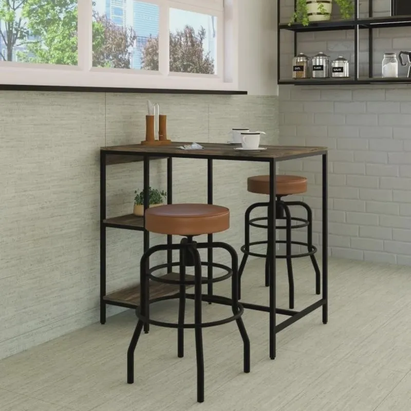 Conjunto Mesa Bistrô 2 Banqueta Aço Giratória Espresso Móveis
