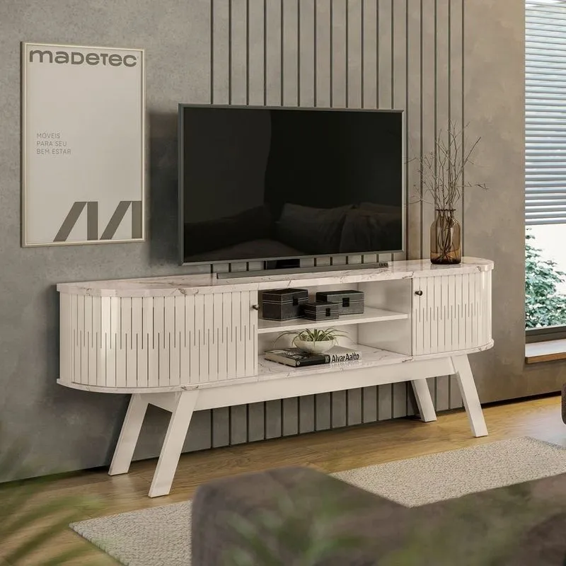 Bancada Para Tv De Até 75 Polegadas Valência Calacata/off White