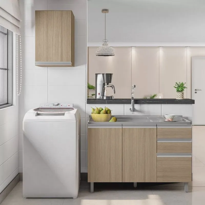 Cozinha Modulada 2 Peças 4 Portas 2 Gavetas com Balcão para Pia Evidence