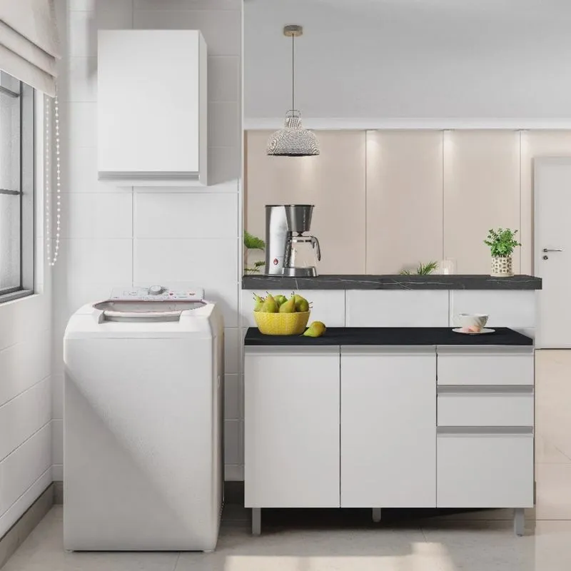 Cozinha Modulada 2 Peças 4 Portas 2 Gavetas Balcão com Tampo Evidence