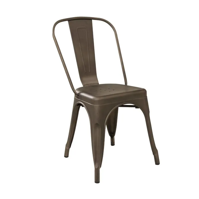 Cadeira Em Aço Com Encosto Tolix Espresso Móveis Bronze