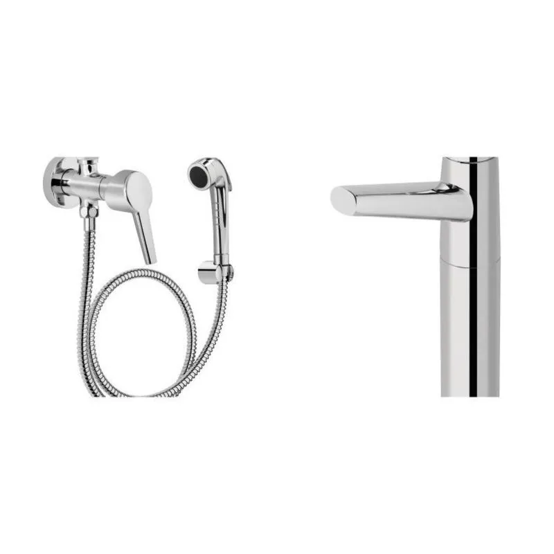 Kit Misturador Monocomando Lavatório De Mesa Bica Alta Nexus E Ducha Higiênica Com Registro Docol Cromado