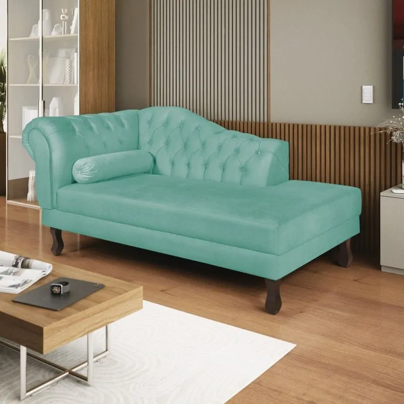 Diva Recamier Dora 160cm Lado Direito Suede Azul Tiffany