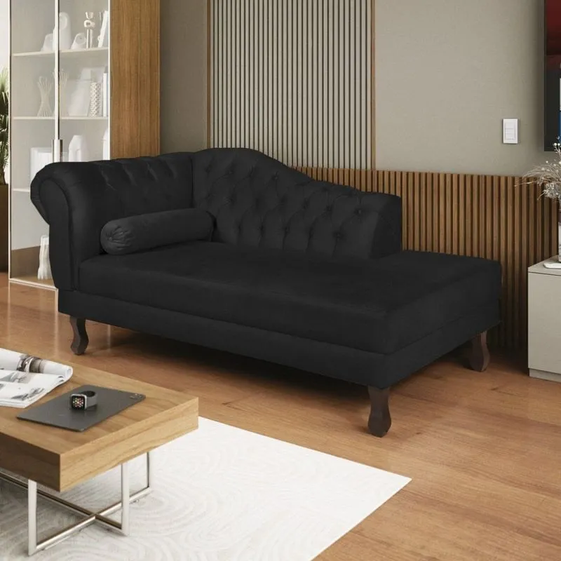 Diva Recamier Dora 160cm Lado Direito Suede Preto