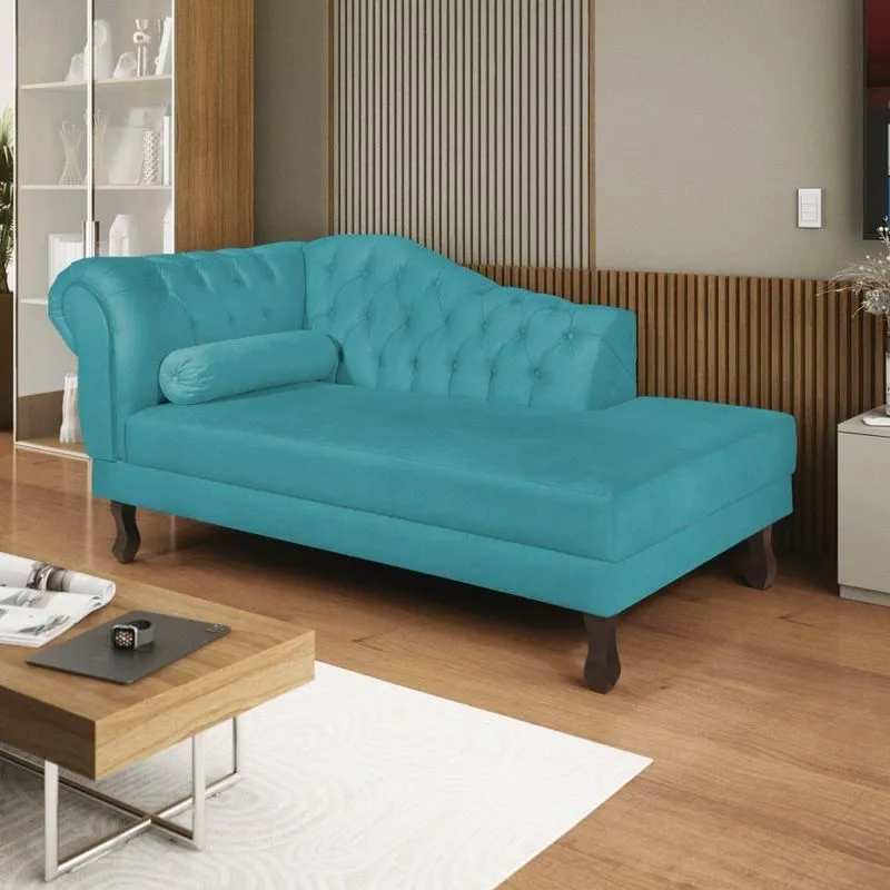 Diva Recamier Dora 185cm Lado Direito Suede Azul Turquesa
