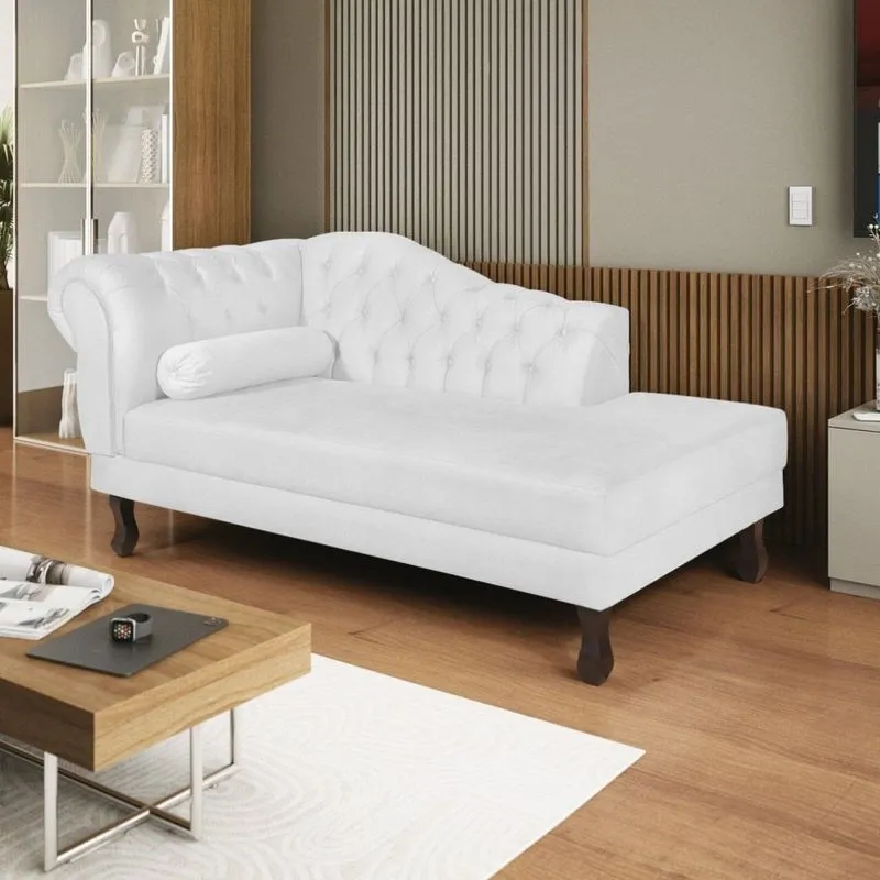 Diva Recamier Dora 185cm Lado Direito Suede Branco