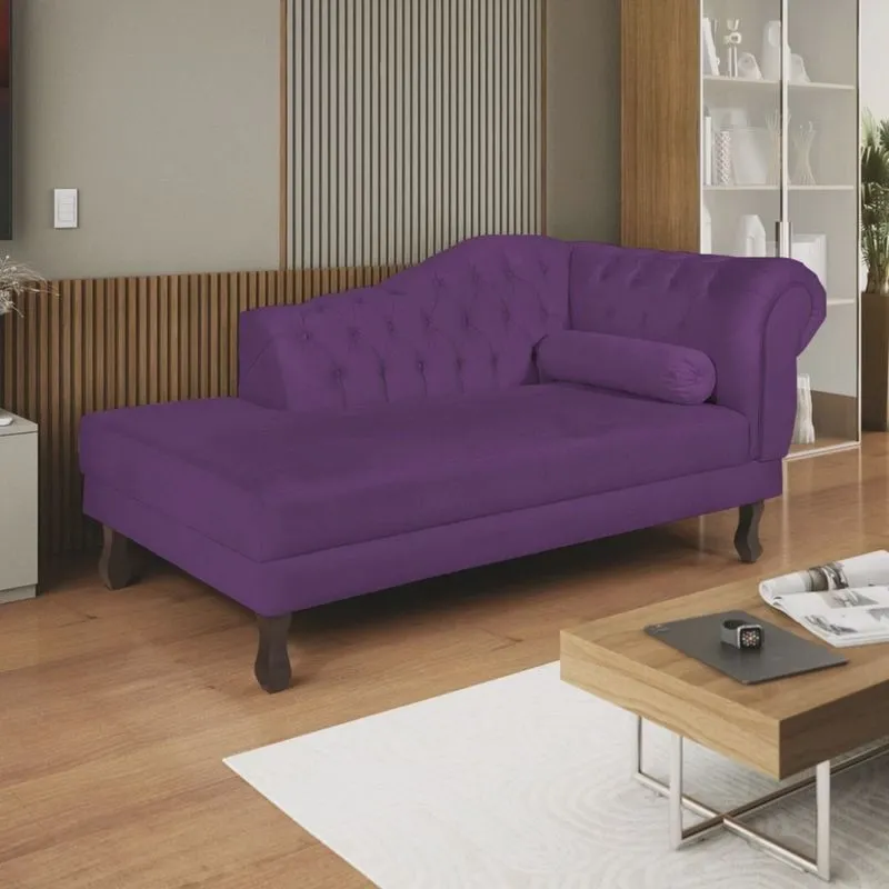 Diva Recamier Dora 130cm Lado Esquerdo Suede Roxo