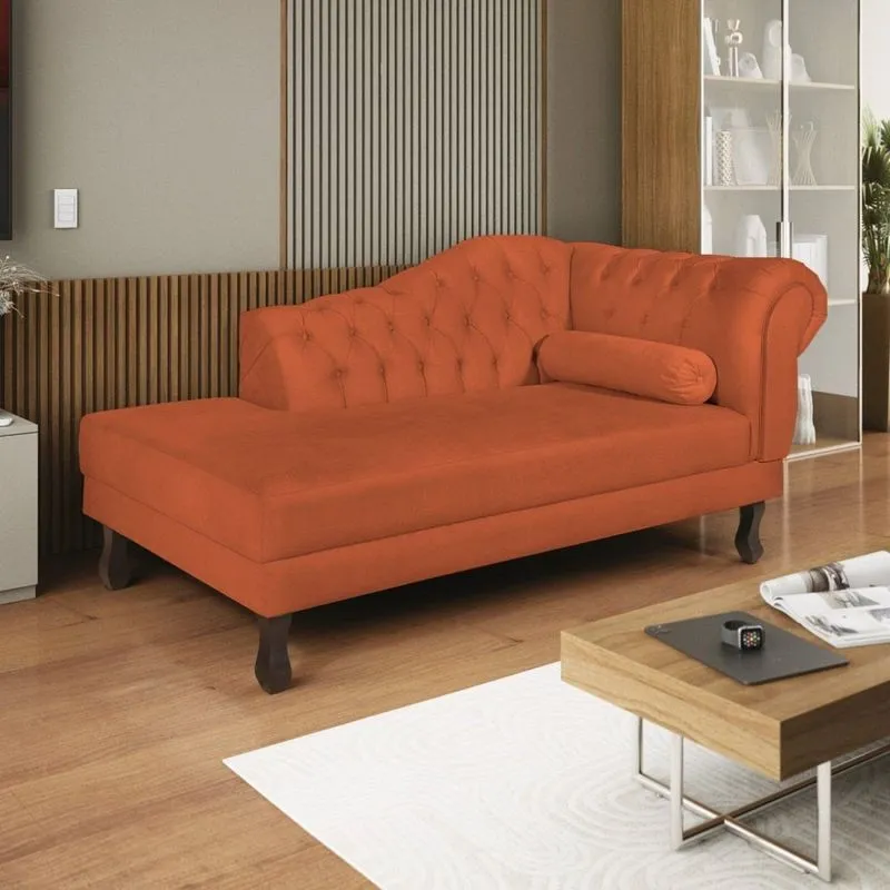 Diva Recamier Dora 130cm Lado Esquerdo Suede Terracota