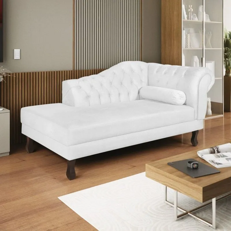Diva Recamier Dora 140cm Lado Esquerdo Suede Branco