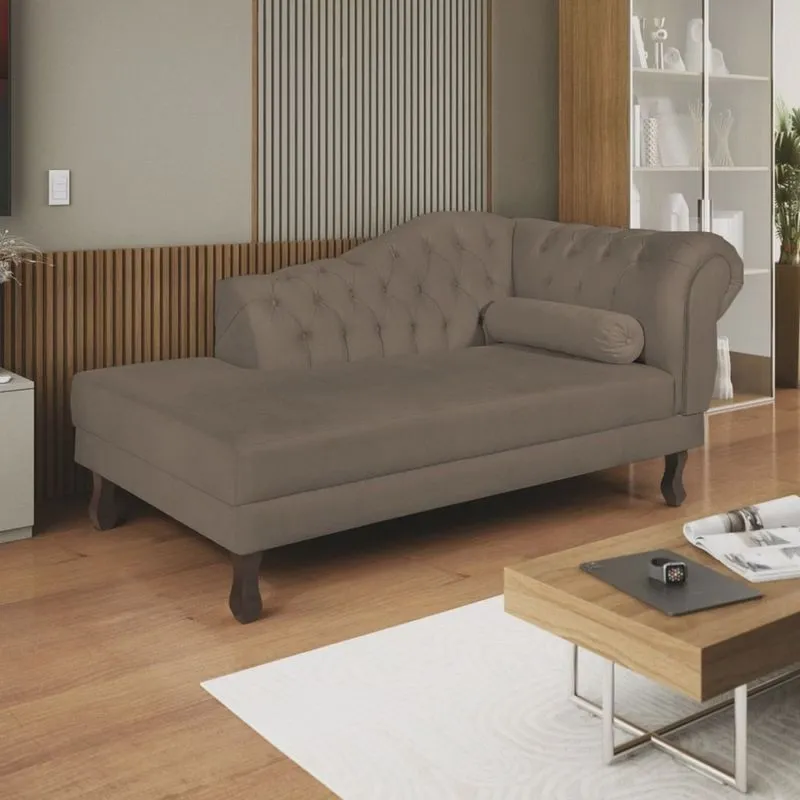 Diva Recamier Dora 160cm Lado Esquerdo Suede Marrom