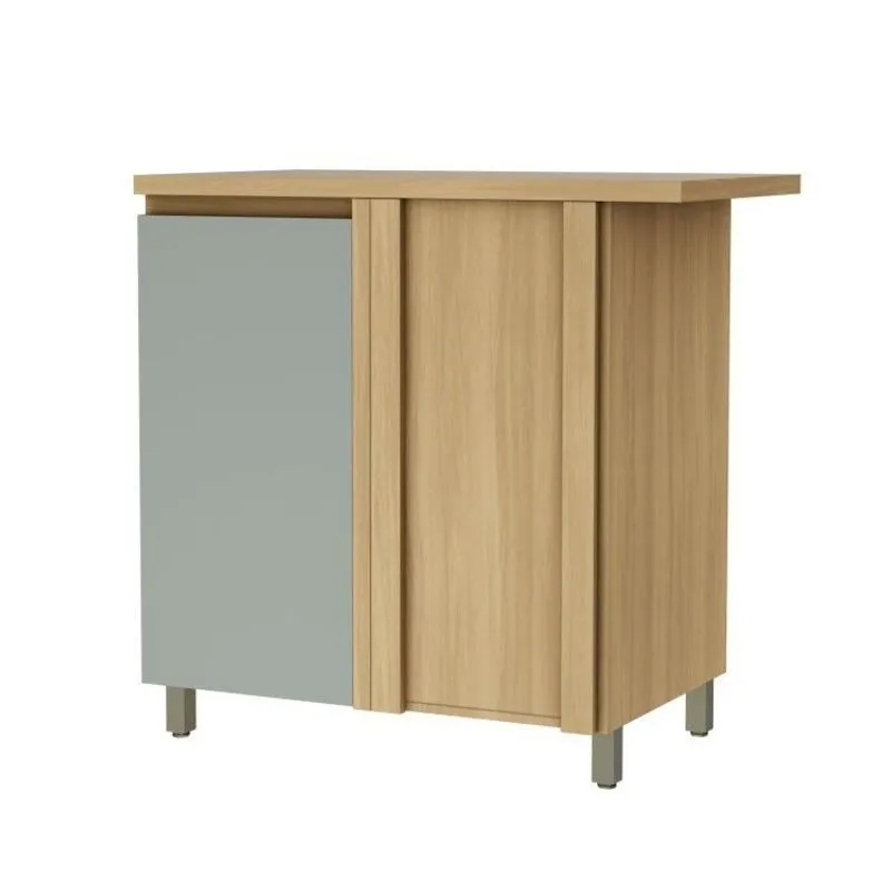 Balcão Canto Direita Esquerda 1 Porta Rainha 92x52cm Nesher 100% Mdf Nature/verde