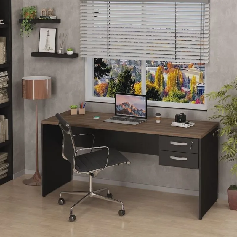 Mesa De Escritório Escrivaninha com Gaveta 160x60cm Tampo 30mm