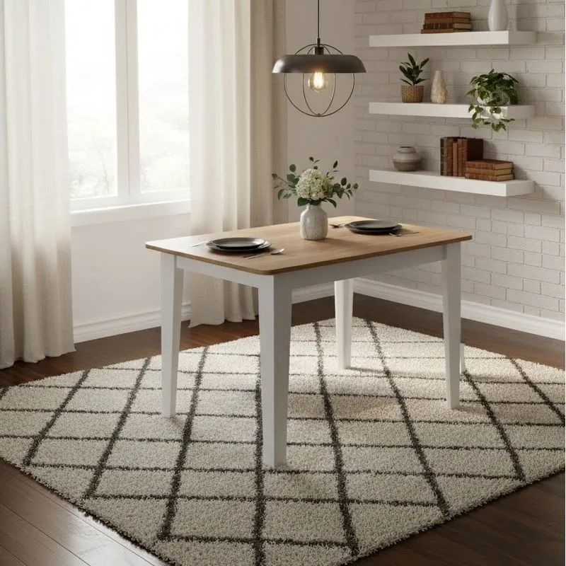 Mesa De Jantar Retangular 110x68cm Nicoli Mel/branco