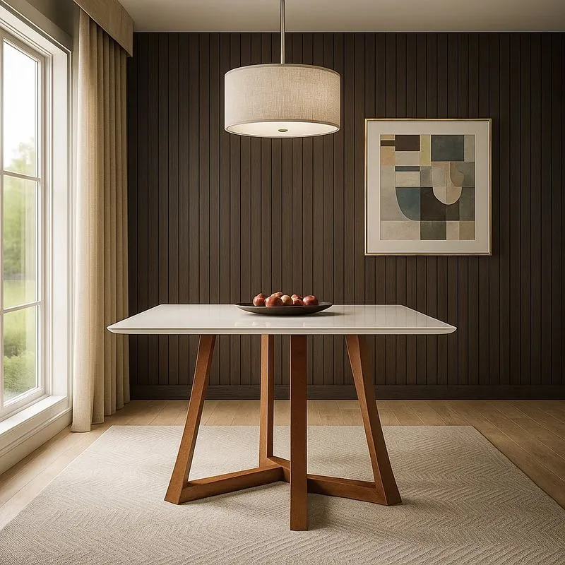 Mesa 4 Lugares Madeira Maciça Com Vidro Canto Arredondado 136x90cm Jantar Anna