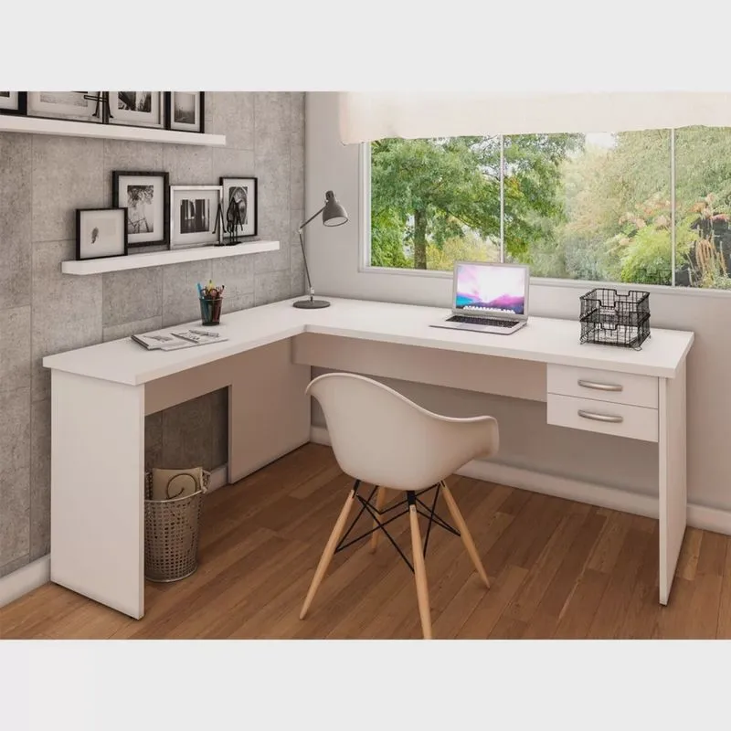 Mesa De Escritório em L 160x150cm com Gaveta