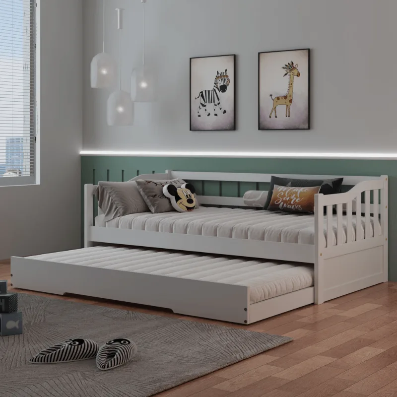 Bicama Infantil em Madeira Maciça/MDF American Branco Branco