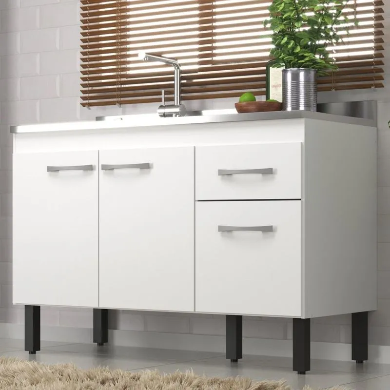 Balcão De Cozinha Sem Tampo Monaco 2 Portas E 2 Gavetas Branco
