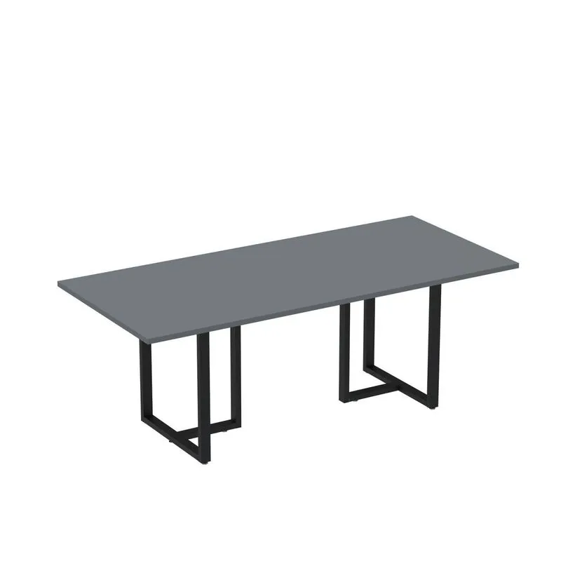 Mesa De Reunião Retangular 200x90cm Mr2000p25tub Grafito/preto