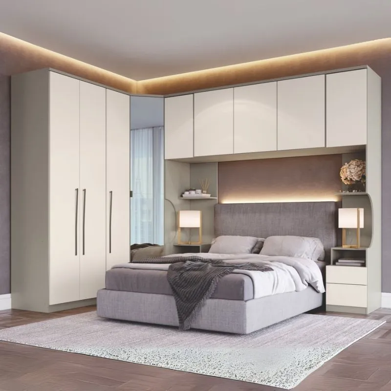 Guarda Roupa Casal Modulado 6 Peças Elegance Com Espelho Niquel/blanc