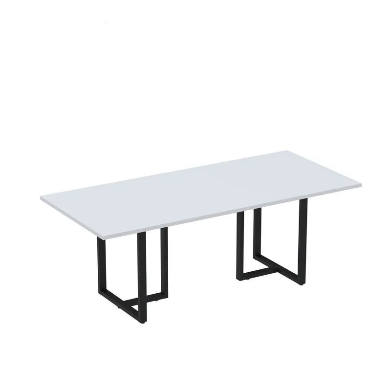 Mesa De Reunião Retangular 200x90cm Mr2000p25tub Cinza/preto