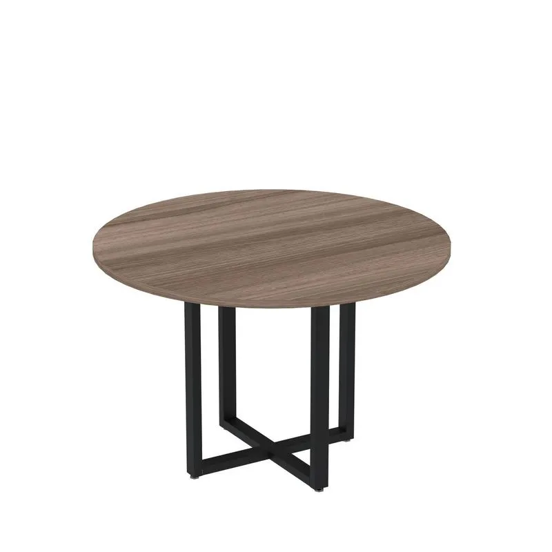 Mesa De Reunião Redonda 100cm Mrr1100p25tub Walnut/preto