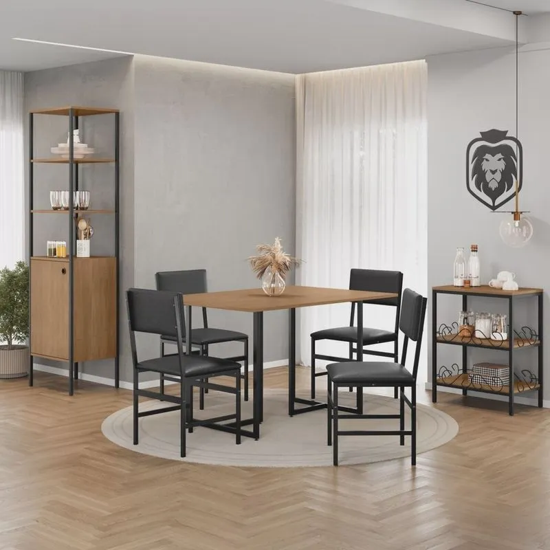 Conjunto para Sala de Jantar 120x80 Tampo Mdf com 4 Cadeiras Mila