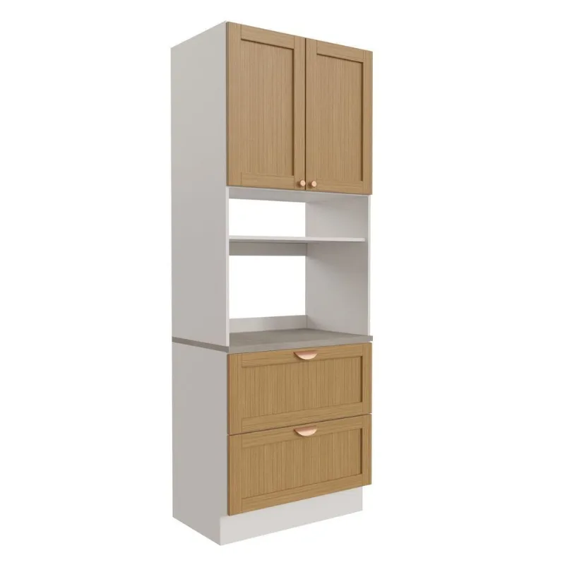 Torre para Microondas Planejada Arizona CabeCasa MadeiraOriginals Branco/Figueira