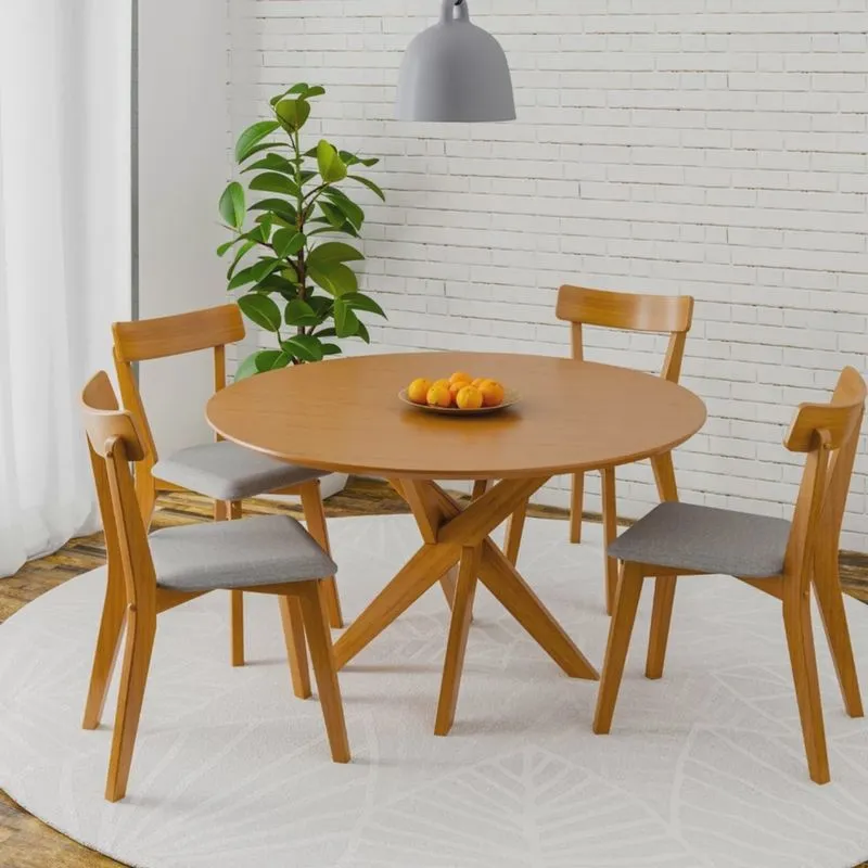 Conjunto Mesa Lisboa com 4 Cadeiras Rafa Espresso Móveis
