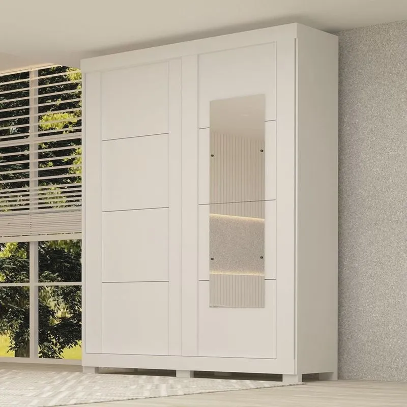 Guarda Roupa Casal 160cm 2 Portas de Correr com Espelhos 100% mdf Boldina Espresso Móveis