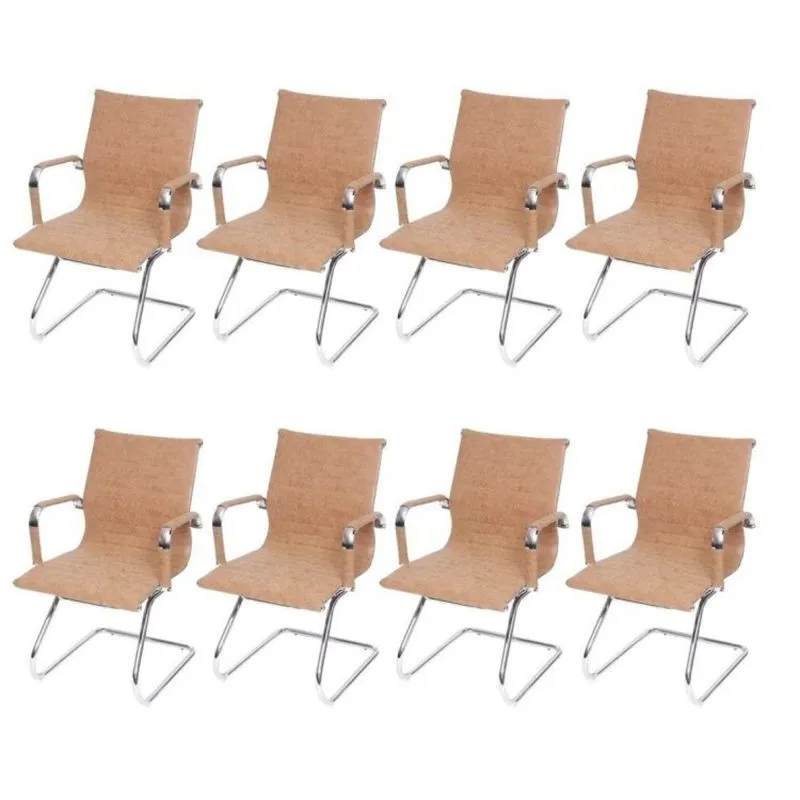 Kit 8 Cadeiras para Escritório Interlocutor Base Fixa Esteirinha Corino 3301