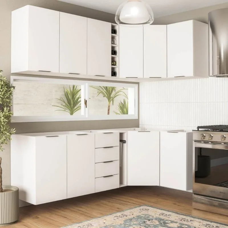 Cozinha Planejada 8 Peças sem Tampo Ipanema CabeCasa MadeiraOriginals Branco Branco