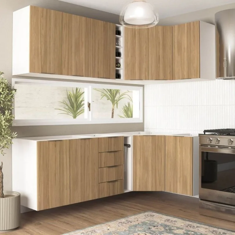 Cozinha Planejada 8 Peças sem Tampo Ipanema CabeCasa MadeiraOriginals Marrom/Acácia Acácia