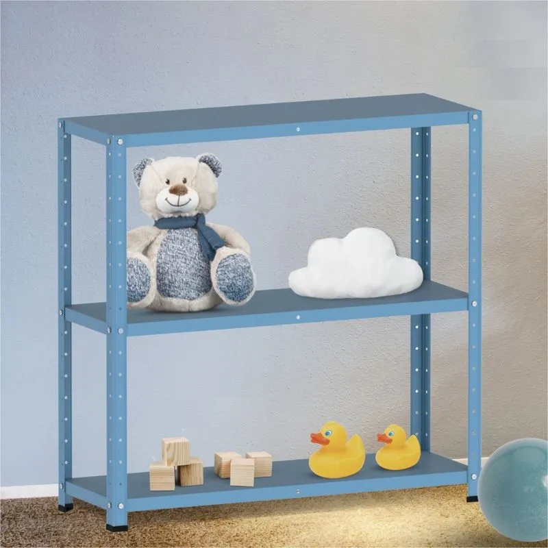 Estante Multiuso Para 3 Prateleiras 92cm Aço Azul Dali