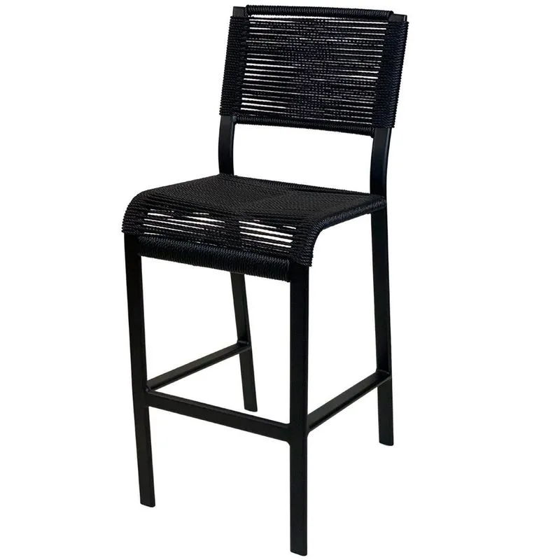 Banqueta Alta De Alumínio Ibiza 70cm Preto