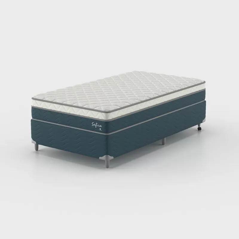 Cama Box Solteirão Montreal Safira Molas Ensacadas 108x198x63
