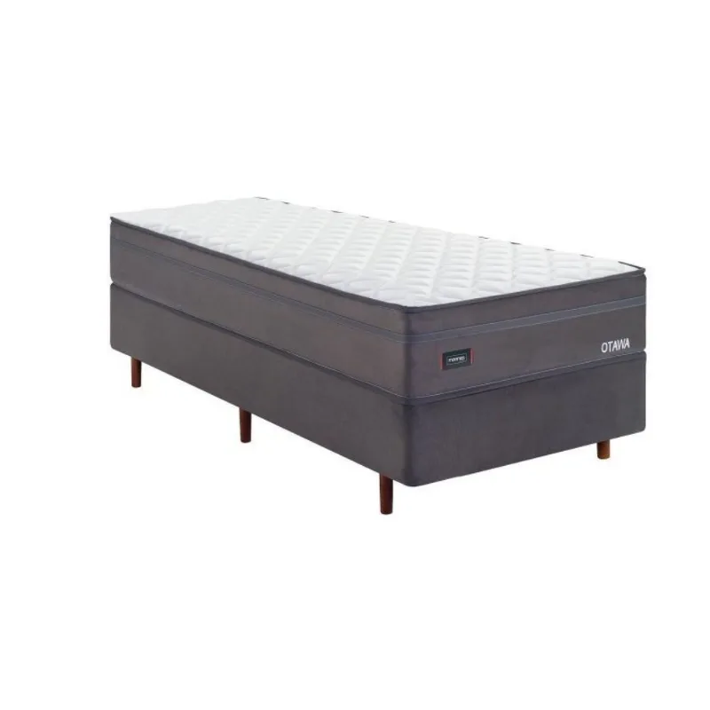Cama Box Solteiro Molas 88x188cm Multispiral Otawa Mannes Cinza Cinza