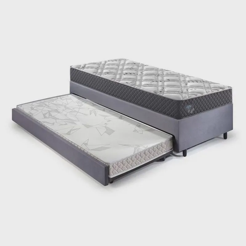 Bicama Box Solteiro King com Colchão Adapto Ecoflex Molas Ensacadas Suede 96x203cm