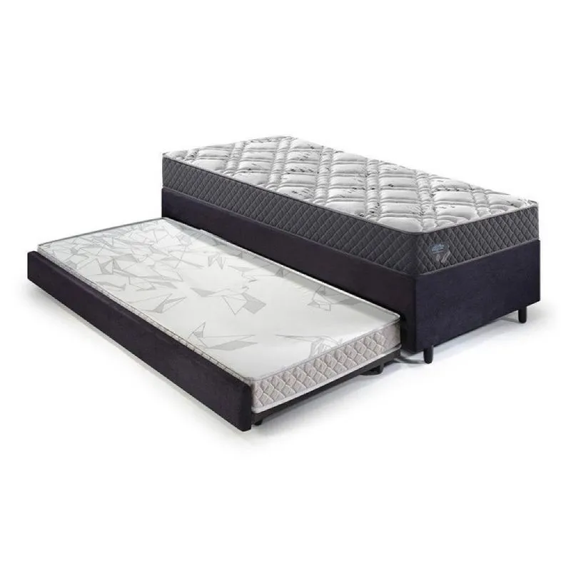 Bicama Box Solteiro King com Colchão Adapto Ecoflex Molas Ensacadas Suede 96x203cm Preto
