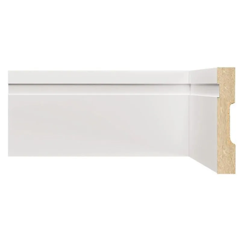 Kit Com 5 Rodapé De Mdf 10cm X 15mm X 1,80m Com Friso Moldufama 1002 Branco