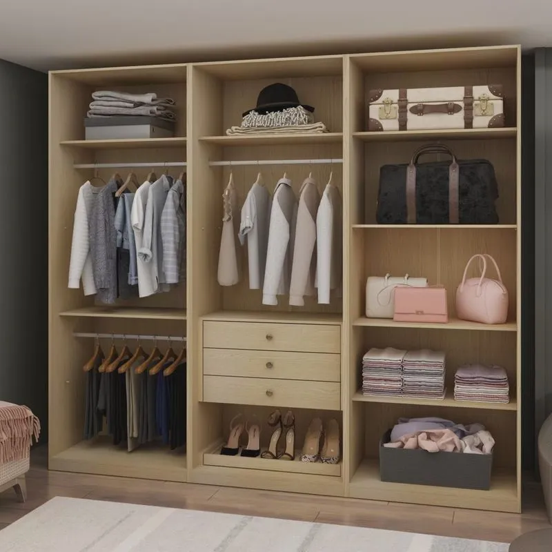 Módulo Closet Casal sem Portas 3 Gaveta 100% Mdf Infinity