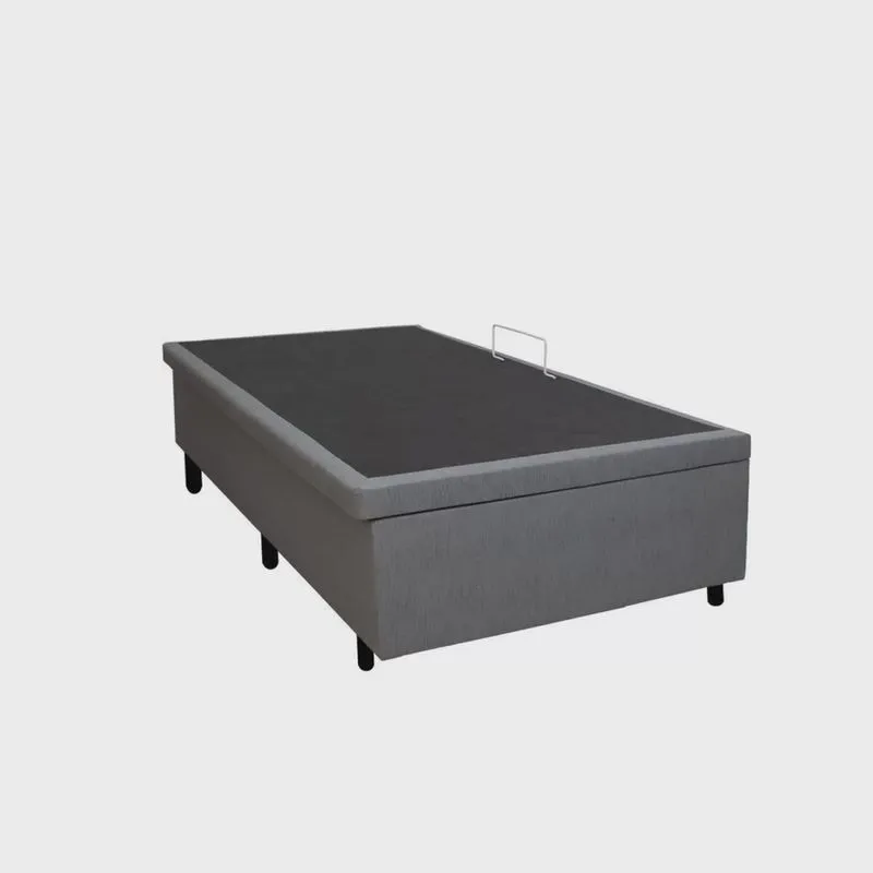 Base Box Baú Solteiro 96x203x40cm Courino Cinza