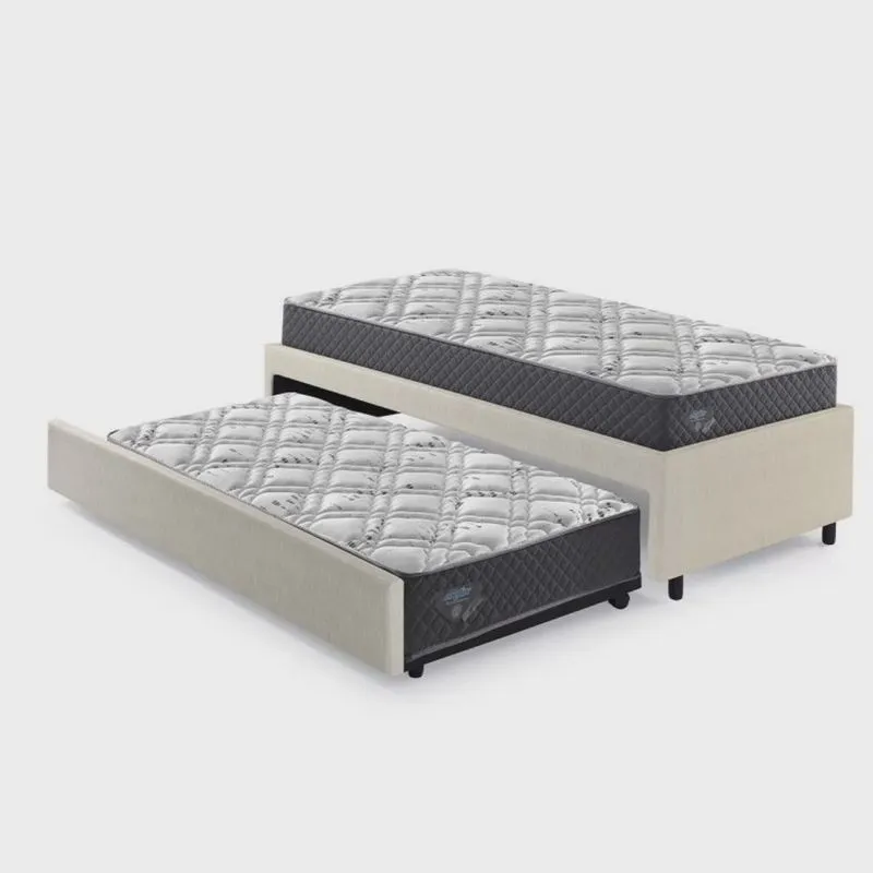 Bicama Box Solteirão 96x203 Cm Courino com Dois Colchões Adapto Molas Ensacadas Ecoflex
