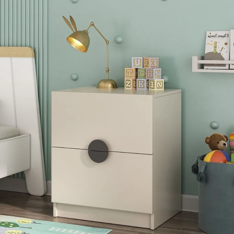 Mesa de Cabeceira Infantil Planejada com 2 Gavetas Joy Kids CabeCasa MadeiraOriginals Cinza Cinza