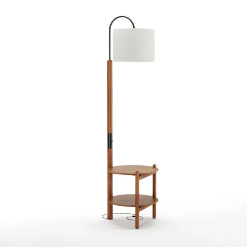 Luminária de Chão Ágatha com Mesa de Cabeceira Champagne Bivolt Seiva Cosméticos